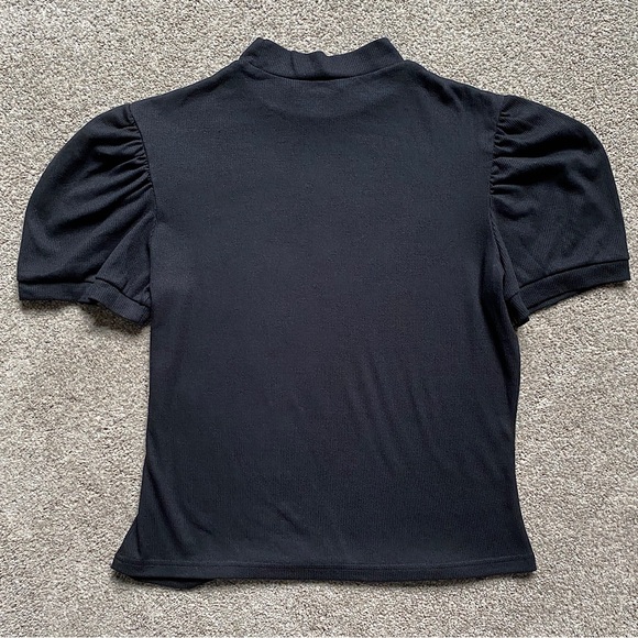 🎉Mock Neck Puff Short Sleeve Top, Women’s Size XL, Black - Picture 5 of 6